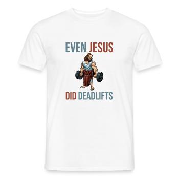 Even Jesus did deadlift muscles - Men's T-Shirt - white - Front - AI Model Male 178 dark (178cm)