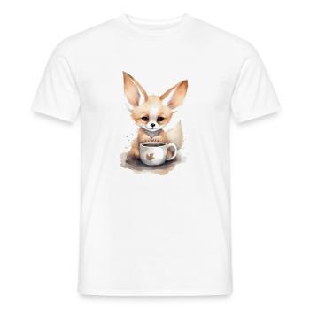 Fennec Fox avec style aquarelle café - T-shirt homme - blanc - Devant - AI Model Male 178 dark (178cm)
