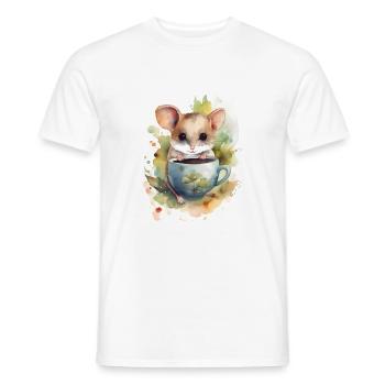 small sleeping hems with coffee watercolor style - Men's T-Shirt - white - Front - AI Model Male 178 dark (178cm)