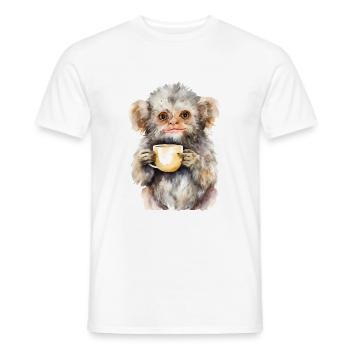 Ouistiti pygmée avec style aquarelle café - T-shirt homme - blanc - Devant - AI Model Male 178 dark (178cm)
