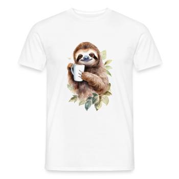 Faultier mit Kaffee -Aquarellstil - Männer T-Shirt - Weiß - Vorne - AI Model Male 178 dark (178cm)