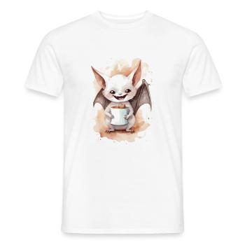 White bat with coffee watercolor style - Men's T-Shirt - white - Front - AI Model Male 178 dark (178cm)