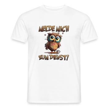 Eule Melde mich zum Dienst - Männer T-Shirt - Weiß - Vorne - AI Model Male 178 dark (178cm)
