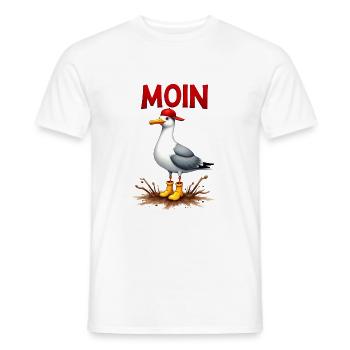 Seemann Möwe im Wattenmeer mit Moin - Männer T-Shirt - Weiß - Vorne - AI Model Male 178 dark (178cm)