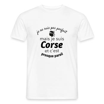 pas parfait mais corse presque pareil - T-shirt homme - blanc - Devant - AI Model Male 178 dark (178cm)