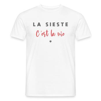 La sieste c est la vie - T-shirt homme - blanc - Devant - AI Model Male 178 dark (178cm)