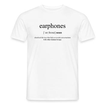 Earphones (Kopfhörer) Definition Dictionary - Männer T-Shirt - Weiß - Vorne - AI Model Male 178 dark (178cm)