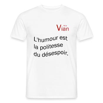 citation de Vian - T-shirt homme - blanc - Devant - AI Model Male 178 dark (178cm)