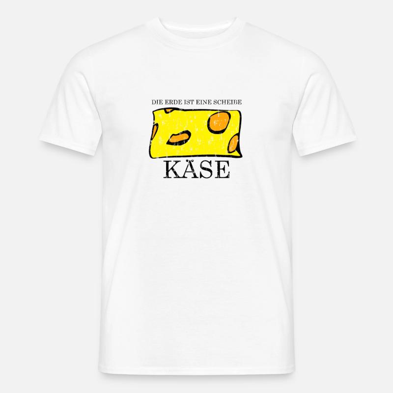 Die Erde ist eine Scheibe Käse - Männer T-Shirt - Weiß