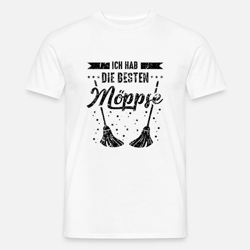 Möps Möpse Wischmop - Männer T-Shirt - Weiß