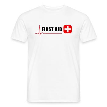 FIRST AID - Men's T-Shirt - white - Front - AI Model Male 178 dark (178cm)