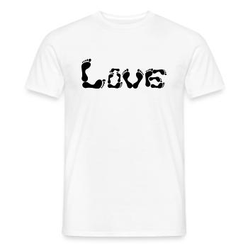 Choix de couleur empreintes de pieds aux pieds nus de l'amour - T-shirt homme - blanc - Devant - AI Model Male 178 dark (178cm)
