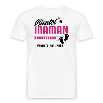 bientôt maman veuillez patienter - T-shirt homme - blanc - Devant - AI Model Male 178 dark (178cm)