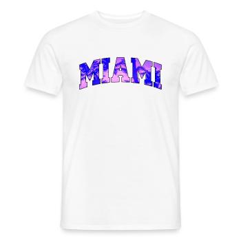 Logo der Miami Purple University - Männer T-Shirt - Weiß - Vorne - AI Model Male 178 dark (178cm)