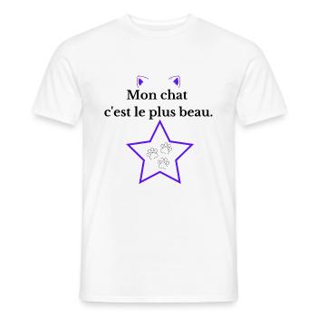 Mon chat c est le plus beau - T-shirt homme - blanc - Devant - AI Model Male 178 dark (178cm)