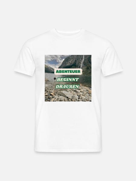 Abenteuer beginnt draußen - Männer T-Shirt - Weiß
