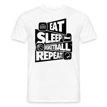 Basketball funny saying: Eat, Sleep - Men's T-Shirt - white - Front - AI Model Male 178 dark (178cm)