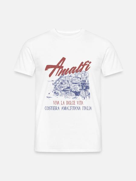 Amalfi Italien Shirt – Dolce Vita Urlaub Retro - Männer T-Shirt - Weiß