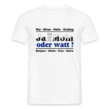 Hamburg , Tradition , Ja Moin oder watt (25) - Männer T-Shirt - Weiß - Vorne - AI Model Male 178 dark (178cm)