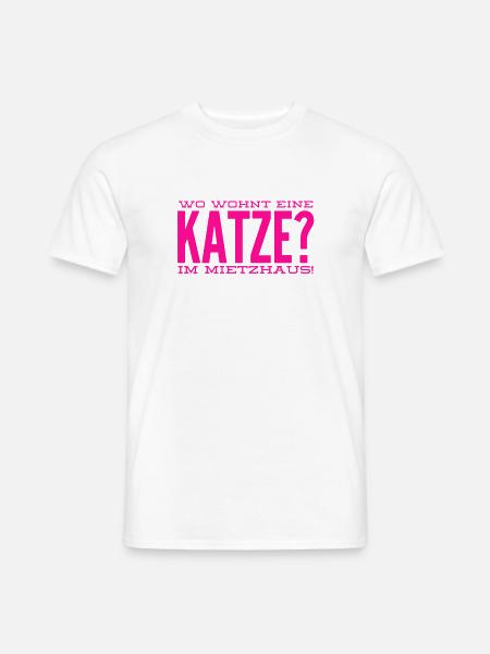 wo wohnt eine Katze? - Männer T-Shirt - Weiß