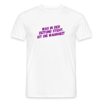 der Zeitung kann man vertrauen - Männer T-Shirt - Weiß - Vorne - AI Model Male 178 dark (178cm)