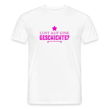 Wer hat Lust auf eine Geschichte? - Männer T-Shirt - Weiß - Vorne - AI Model Male 178 dark (178cm)