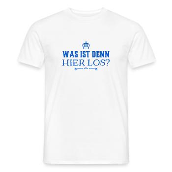 was geht hier ab? - Männer T-Shirt - Weiß - Vorne - AI Model Male 178 dark (178cm)