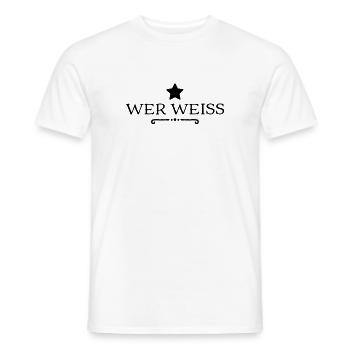 wer weiß das schon - Männer T-Shirt - Weiß - Vorne - AI Model Male 178 dark (178cm)