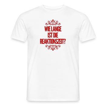 wie lang ist die Reaktionszeit? - Männer T-Shirt - Weiß - Vorne - AI Model Male 178 dark (178cm)