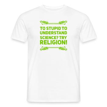 Religion vs Science - T-shirt homme - blanc - Devant - AI Model Male 178 dark (178cm)