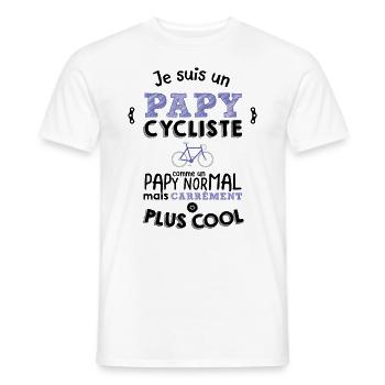 Papy cycliste carrément plus cool - T-shirt homme - blanc - Devant - AI Model Male 178 dark (178cm)