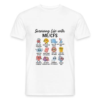 L’EM/SFC Survivre à la vie quotidienne – Bande dessinée sur les symptômes - T-shirt homme - blanc - Devant - AI Model Male 178 dark (178cm)