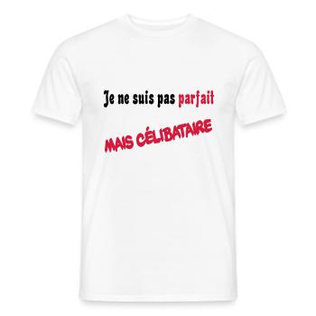 Je ne suis pas parfait mais celibataire - T-shirt homme - blanc - Devant - AI Model Male 178 dark (178cm)
