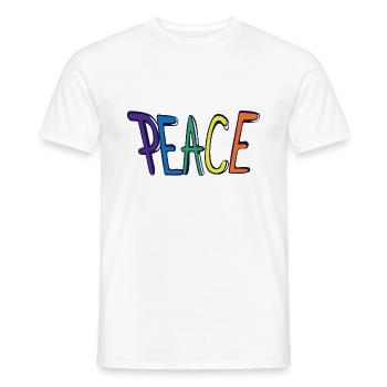 Peace Peace Logo Font in Rainbow Color - Men's T-Shirt - white - Front - AI Model Male 178 dark (178cm)