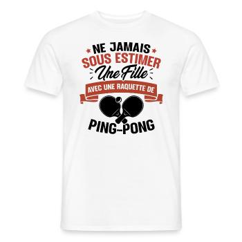 Une fille et joueur de ping-pong - T-shirt homme - blanc - Devant - AI Model Male 178 dark (178cm)