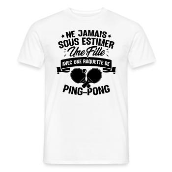 Une fille et joueur de ping-pong - T-shirt homme - blanc - Devant - AI Model Male 178 dark (178cm)