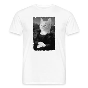 Mona Lisa cat - Men's T-Shirt - white - Front - AI Model Male 178 dark (178cm)