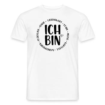 Ich bin Liebenswert Stark Glücklich - Männer T-Shirt - Weiß - Vorne - AI Model Male 178 dark (178cm)