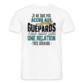 Guépard Jaguar Léopard Cadeau Animal Humour Wild - T-shirt homme - blanc - Devant - AI Model Male 178 dark (178cm)