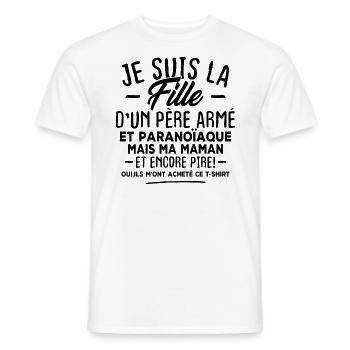 Je suis la fille d'un père armé - T-shirt homme - blanc - Devant - AI Model Male 178 dark (178cm)