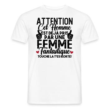 Cet homme est déjà pris par une femme fantastique - T-shirt homme - blanc - Devant - AI Model Male 178 dark (178cm)