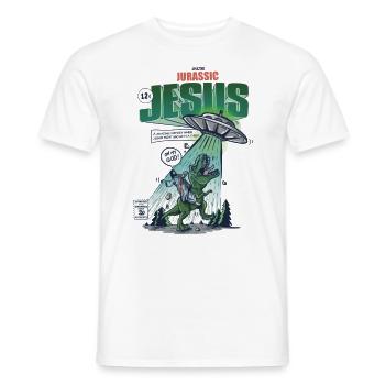 Dinosaur Jesus vs ufo - T-shirt homme - blanc - Devant - AI Model Male 178 dark (178cm)
