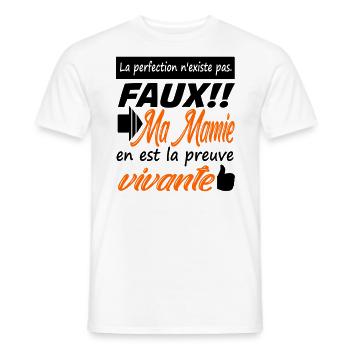 Ma Mamie est parfaite / message d'amour touchant - T-shirt homme - blanc - Devant - AI Model Male 178 dark (178cm)