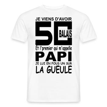 50 ans / anniversaire 50 ans / m'appelez pas papi - T-shirt homme - blanc - Devant - AI Model Male 178 dark (178cm)