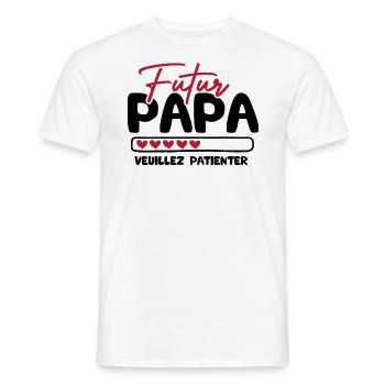 Futur papa veuillez patienter - T-shirt homme - blanc - Devant - AI Model Male 178 dark (178cm)