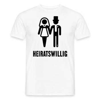 Heiratswillig (Bräutigam / Braut / JGA / Black) - Männer T-Shirt - Weiß - Vorne - AI Model Male 178 dark (178cm)