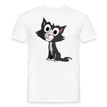 Chat de dessin animé mignon - T-shirt homme - blanc - Devant - AI Model Male 178 dark (178cm)