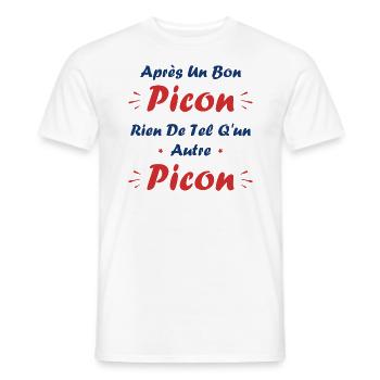 Après un bon picon rien de tel qu'un autre picon - T-shirt homme - blanc - Devant - AI Model Male 178 dark (178cm)