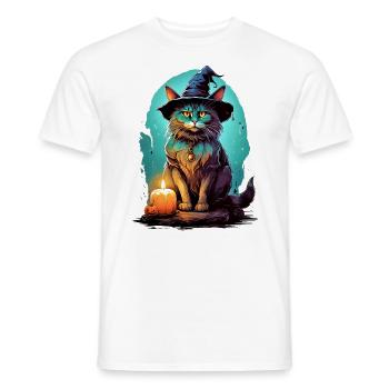 Modèle vierge de chat d’Halloween 7.0 - T-shirt homme - blanc - Devant - AI Model Male 178 dark (178cm)