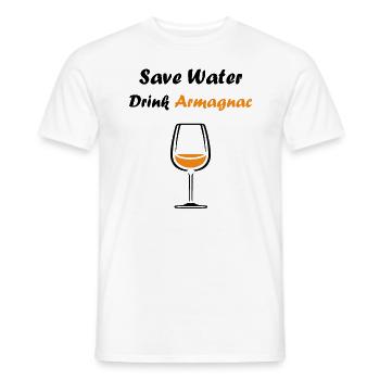 Save water drink Armagnac - T-shirt homme - blanc - Devant - AI Model Male 178 dark (178cm)
